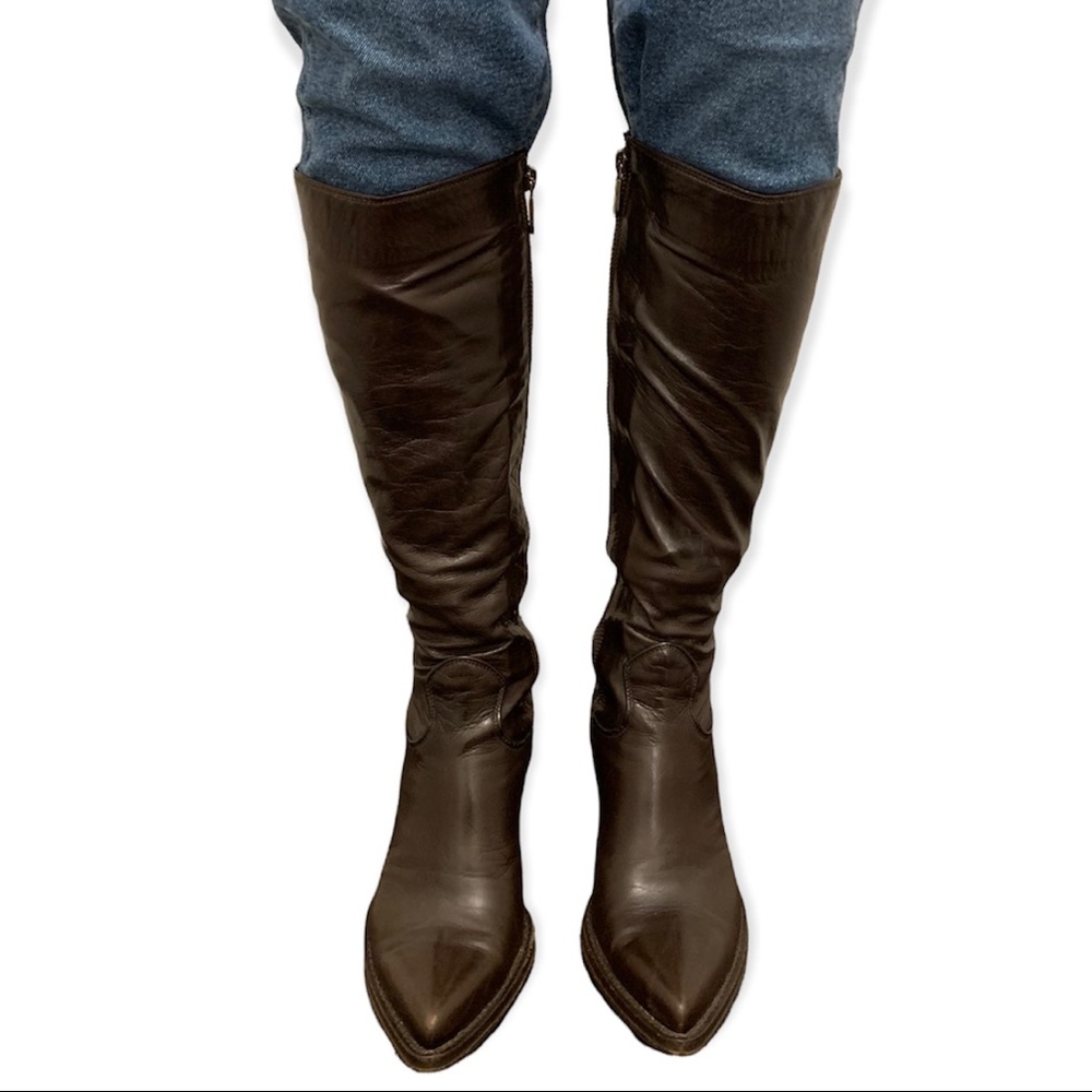 Y2K Style Rocco P. Chocolate Brown Tall Leather Boots
